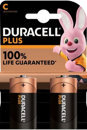 DURACELL - PLUS POWER BATTERY ALCALINA C LR14 2 UNITS