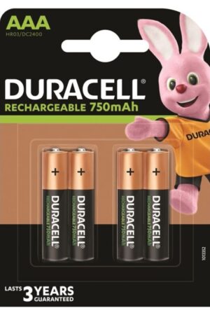 DURACELL - RECHARGEABLE BATTERY HR03 AAA 750mAh 4 UNIT