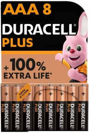DURACELL - PLUS POWER 100 ALKALINE BATTERY AAA LR03 8 UNIT