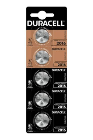 DURACELL - BUTTON BATTERY LITIO CR2016 3V 5 UNIT