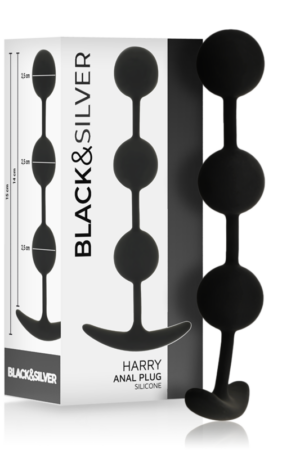 BLACK&SILVER - HARRY ANAL ROSARY 3 SILICONE SPHERES 14 CM