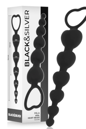 BLACK&SILVER - MILA ANAL CHAIN OF HEARTS 18 CM