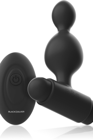 BLACK&SILVER - TUCKER SMALL SILICONE ANAL PLUG REMOTE CONTROL