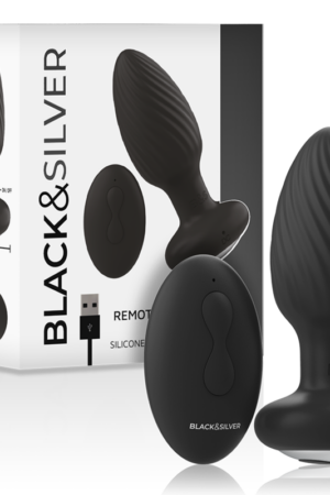 BLACK&SILVER - WELLS PLUG SILICONE ANAL ROTATOR REMOTE CONTROL