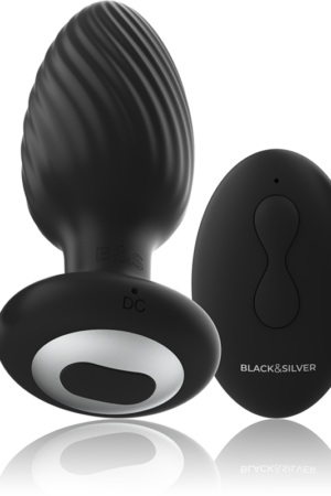 BLACK&SILVER - WELLS PLUG SILICONE ANAL ROTATOR REMOTE CONTROL
