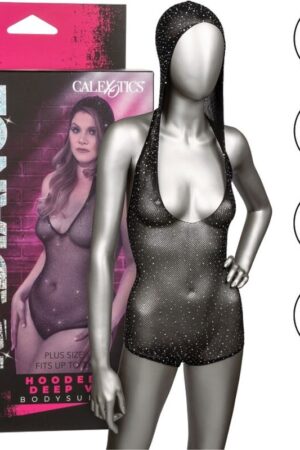 CALEXOTICS - RADIANCE BODY CON CAPUCHA Y ESCOTE EN V PRONUNCIADO TALLA GRANDE