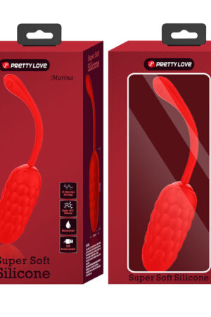 PRETTY LOVE - HUEVO VIBRADOR CON TEXTURA MARINA RECARGABLE ROJO