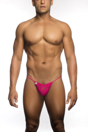 MOB - TANGA DE ENCAJE ROSA TALLA S/M