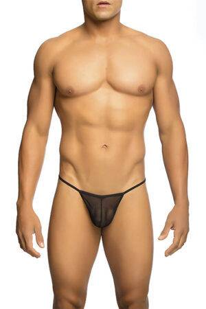 MOB - TANGA TRANSPARENTE CON FORMA DE T NEGRO TALLA S/M