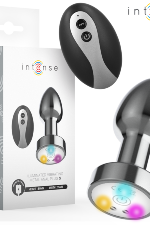 INTENSE - VIBRATING METAL ANAL PLUG WITH LED LIGHTS AND REMOTE CONTROL - SIZE S