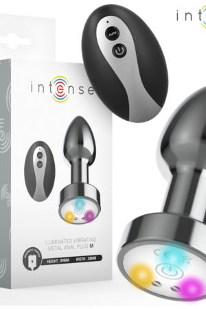 INTENSE - VIBRATING METAL ANAL PLUG WITH LED LIGHTS AND REMOTE CONTROL - SIZE M