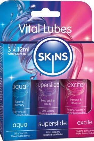 SKINS - VITAL LUBES KIT AQUA, SUPERSLIDE & EXCITE LUBRICANTS 3 x 12 ML