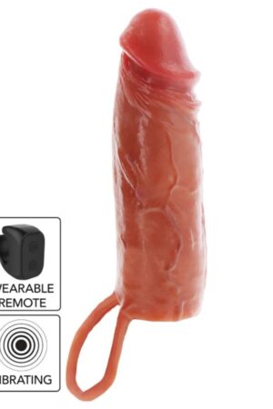 GET REAL - HYDRATED SKIN SILICONE VIBRATING PENIS SLEEVE CARAMEL 16 CM