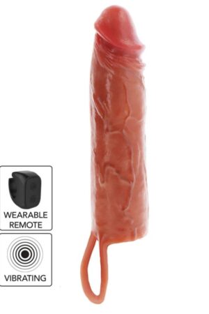GET REAL - HYDRATED SKIN SILICONE VIBRATING PENIS SLEEVE CARAMEL 20 CM