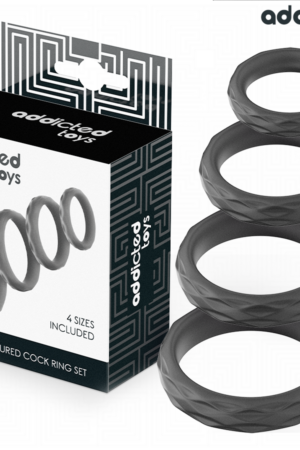 ADDICTED TOYS - TEXTURED COCK RING SET 4 SIZES