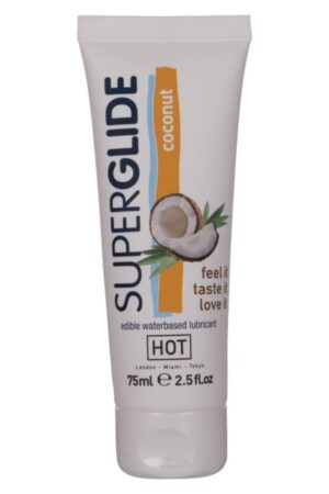HOT - SUPERGLIDE LUBRICANTE COMESTIBLE BASE AGUA COCO 75 ML