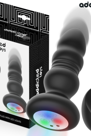 ADDICTED TOYS - THRUSTING VIBRATING ANAL PLUG, LED LIGHT REMOTE CONTROL