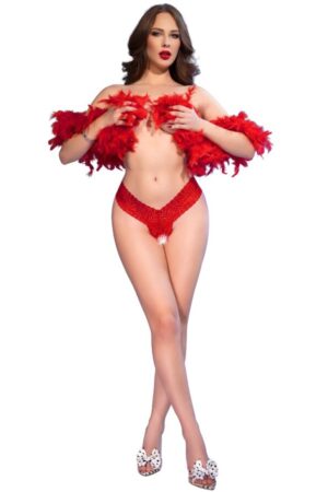 CHILIROSE - CR 4885 OPEN-CROTCH THONGS RED S