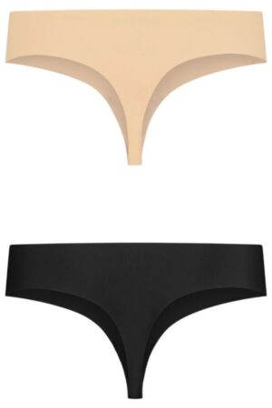 BYE-BRA - PACK 2 TANGAS INVISIBLES BEIGE Y NEGRO TALLA S