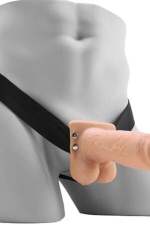 FETISH FANTASY SERIES - STRAP ON HUECO REALISTA VIBRADOR CON TESTÍCULOS 17,8 CM