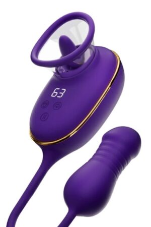 SHE.E.O - CLITORAL SUCTION TOOL WITH LICKING EFFECT AND PURPLE ANAL STIMULATOR
