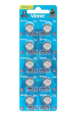 VINNIC - ALKALINE BUTTON BATTERY AG13 L1154F LR44 BLISTER*10