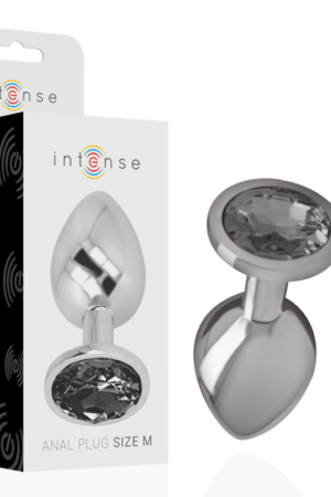 INTENSE - PLUG ANAL METAL ALUMINIO CON CRISTAL NEGRO TALLA M