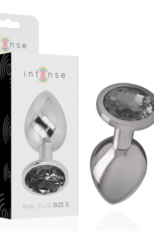 INTENSE - ALUMINUM METAL ANAL PLUG WITH BLACK CRYSTAL SIZE S