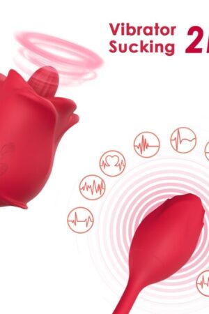 ARMONY - PINK 2 IN 1 SUCTION STIMULATOR & VIBRATOR 10 MODES WITH RED TAIL
