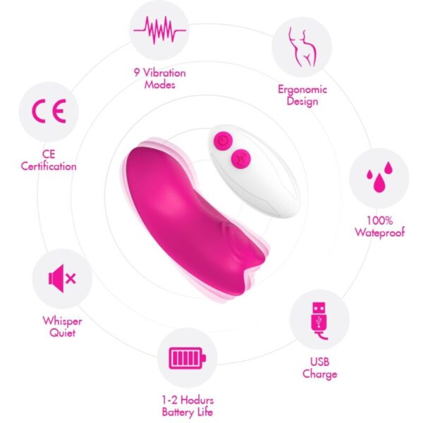 ARMONY - BUTTERFLY WEARABLE PANTIES VIBRATOR REMOTE CONTROL PINK - Image 3