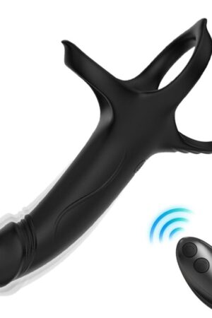ARMONY - DILDO CON ANILLO & VIBRADOR CONTROL REMOTO NEGRO