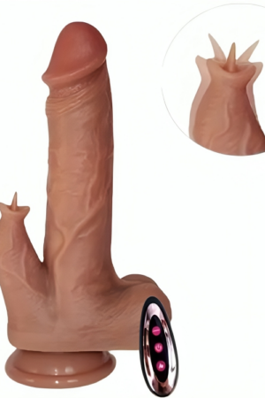 ARMONY - DILDO REALÍSTICO VIBRADOR & THRUSTING CON LENGUA ESTIMULADOR EFECTO CALOR 22 CM