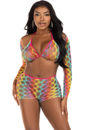 LEG AVENUE - SET TRES PIEZAS MULTICOLOR