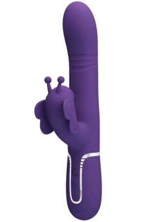 PRETTY LOVE - VIBRADOR RABBIT MULTIFUNCIÓN 4 EN 1 MARIPOSA MORADO