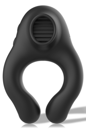 ARMONY - ANILLO VIBRADOR SILICONA 3 MOTORES RECARGABLE NEGRO - DORADO