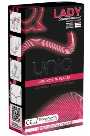 UNIQ - LADY CONDOM LATEX FREE FEMALE CONDOMS WITH GARTER BELT 3 UNITS