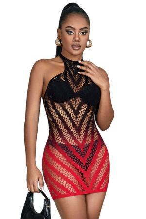 SUBBLIME - 952242 VESTIDO DE REJILLA ELÁSTICO DEGRADADO ROJO Y NEGRO TALLA ÚNICA