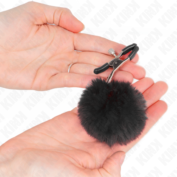 KINK - FAUX FUR BALL NIPPLE CLAMP BLACK 6 CM - Image 3