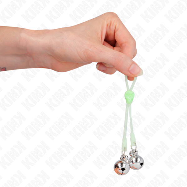 KINK - LUMINOUS SKULL NIPPLE CLAMPS WITH RING BELLS ADJUSTABLE GREEN / SILVER - Image 4