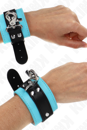 KINK - PREMIUM LOCKABLE WRIST RESTRAINTS BLACK / BLUE ADJUSTABLE 21-28 CM X 5.5 CM
