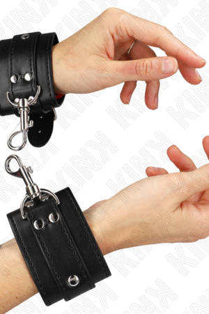 KINK - LOCKABLE DUNGEON WRIST RESTRAINTS BLACK ADJUSTABLE 21-28 CM X 5.5 CM