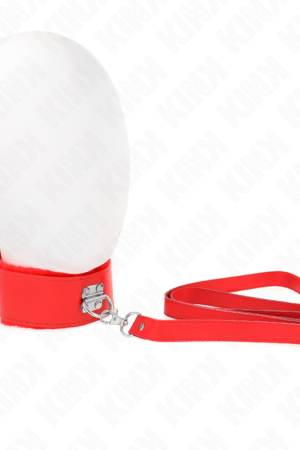KINK - NECKLACE WITH LEASH 116 CM WITH SILVER STUDS MODEL 4 RED ADJUSTABLE 40-48 CM X 6 CM