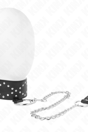 KINK - NECKLACE 65 CM WITH LEASH WITH SILVER STUDS MODEL 3 ADJUSTABLE 36-43 CM X 5 CM
