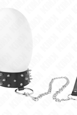 KINK - NECKLACE WITH LEASH 65 CM WITH SILVER STUDS MODEL 5 ADJUSTABLE 36-43 CM X 5 CM