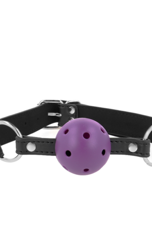 KINK - BREATHABLE BALL 4 CM GAG WITH DOUBLE RIVET PURPLE 62.5 x 2.5 CM ADJUSTABLE 42-58 CM