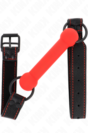 KINK - BONE GAG WITH LEATHERETTE STRAP RED ADJUSTABLE 41-57 CM