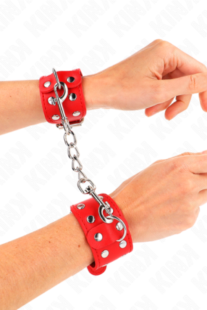 KINK - WRISTBANDS WITH DOUBLE LINE OF ADJUSTABLE STUDS RED