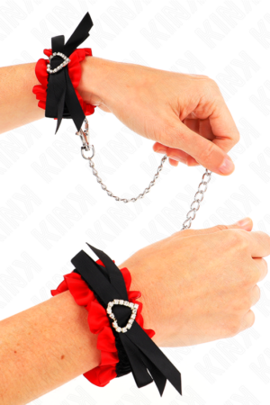 KINK - LACE ELASTIC WRIST RESTRAINTS RED HEART DETAILS ADJUSTABLE 22-35 CM