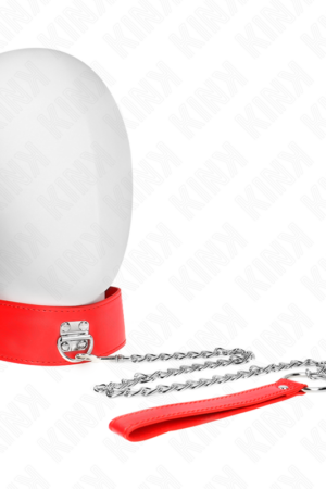 KINK - NECKLACE WITH BELT 65 CM WITH WIDE RED STRAP ADJUSTABLE 33.5-41 CM X 5 CM