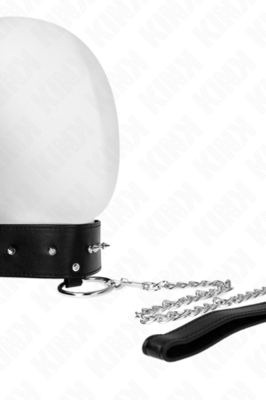 KINK - NECKLACE 65 CM WITH LEASH WITH SILVER STUDS MODEL 2 ADJUSTABLE 36-43 CM X 5 CM